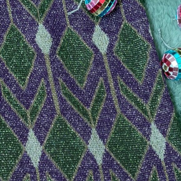 Dixie Metallic Wide Leg Pants Disco 70s 80s Purple Green Gold S Italy - Picture 10 of 13